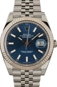 Rolex Datejust 41MM Stainless Steel, Jubilee Band Blue Chromalight Dial, B&P (2022)