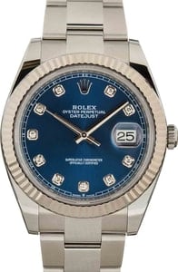 Mens Rolex Datejust 41 Ref 126334 Blue Diamond Dial