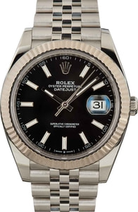 Rolex Datejust 41MM Stainless Steel, Jubilee Band Black Chromalight Dial, B&P (2022)