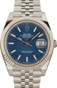 Rolex Datejust 41 Ref 126334 Blue Fluted Motif Dial