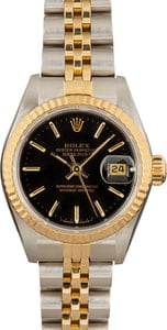 Rolex Datejust 26MM Steel & 18k Gold, Fluted Bezel Black Index Dial, B&P (1988)