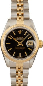 Ladies Rolex Datejust Two Tone 69173 Black Dial