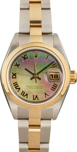 Rolex Datejust 26MM 18k Gold & Steel, Smooth Bezel Mother Of Pearl Dial, B&P (2002)