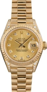Rolex Datejust 26MM 18k Yellow Gold, Diamond Lugs Champagne Diamond Dial, B&P (1995)