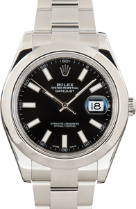 Used Stainless Steel Rolex Datejust II Ref 116300 Black Dial