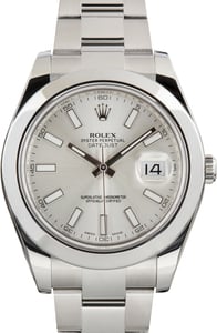 Used Rolex Datejust II Stainless Steel Ref 116300 Silver Dial