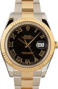 Rolex Datejust 41MM Steel & Yellow Gold, Oyster Black Roman Dial, Rolex Box