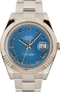 Pre-owned Rolex Datejust II Ref 116334 Blue Roman Dial