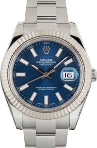 Used Rolex Datejust II Fluted Bezel ref 116334 Blue Dial