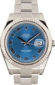 Factory Stickered Rolex Datejust II Ref 116334 Blue Roman Dial