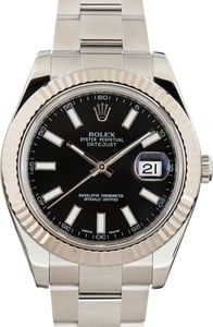 Used Rolex Datejust II Black Dial Ref 116334 Steel Oyster