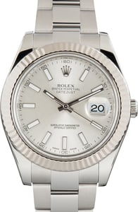 Pre-Owned Silver Dial Rolex Datejust II Ref 116334 Oyster Band