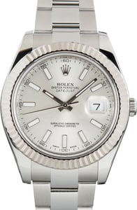 Pre-Owned Rolex Datejust II Ref 116334 Silver Index Dial