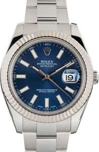 Pre-Owned Steel Rolex Datejust II ref 116334 Blue Index Dial