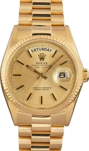 Rolex Day-Date 36MM 18k Yellow Gold, President Band Champagne Dial, Fluted Bezel (1968)
