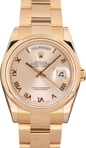 Used Rolex Day-Date 36 Ref 118205 Rose Roman Dial
