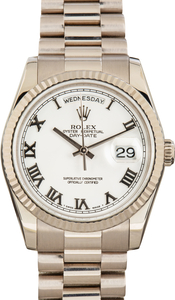 Used Rolex Day-Date 36 Ref 118239 White Roman Dial