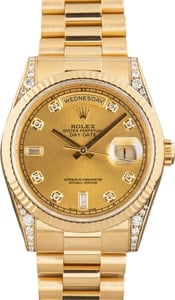 Rolex Day-Date 36 Diamond Dial 118338 18k Yellow Gold