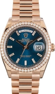 Rolex Day-Date 36 Blue Green Dial 128345 18k Everose Gold