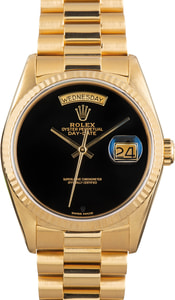 Pre-owned Rolex Day-Date President 18038 Black Onyx Dial