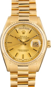 Pre-Owned Rolex Day-Date 36 Champagne Dial Ref 18038