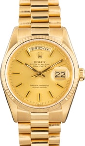 Used 18k Yellow Gold Rolex Day-Date 36 Ref 18038 Champagne Dial