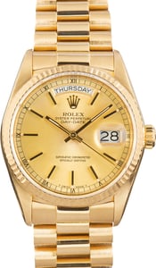 Pre-Owned 18k Yellow Gold Rolex Day-Date 36 Ref 18038 Champagne Dial