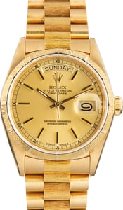 Vintage Rolex Day-Date 36 Yellow Gold Ref 18078 Barked Finish