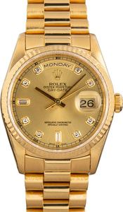 Rolex Day-Date 36 Diamond Dial 18238 18k Yellow Gold