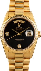 Rolex Day-Date 36 Yellow Gold 18238 Onyx Arabic Diamond Dial