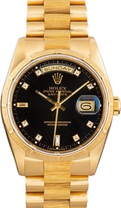 Pre-Owned Rolex Day Date Presidential Black Dial ref 18248