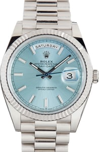Pre-Owned Platinum Rolex Day-Date 40 Ref 228236 Ice Blue Dial