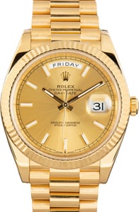Pre-Owned Rolex Day-Date 40 ref 228238 Champagne Index Dial