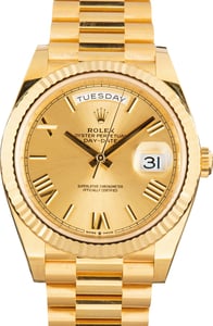 Pre-Owned Rolex Day-Date 40 Yellow Gold 228238 Champagne Roman Dial