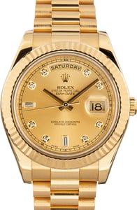 Used Rolex Day-Date II ref 218238 Champagne Diamond Dial