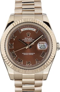 Pre-Owned Rolex Day-Date II Ref 218239 Brown Roman Dial