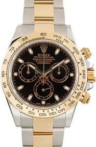 Pre-Owned Two Tone Rolex Daytona Black Dial Ref 116503