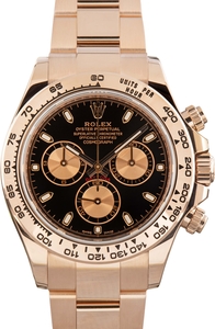 Used 18k Everose Gold Rolex Daytona Ref 116505 Black Dial