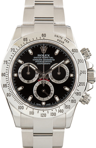 Used Rolex Daytona Black Chronograph Dial Ref 116520 Oyster Band