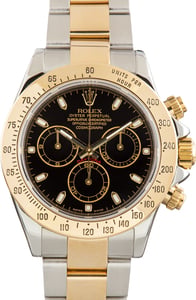 Used Two Tone Rolex Daytona Cosmograph Ref 116523 Black Dial