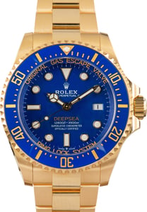 Pre-Owned Rolex Deepsea Ref 136668LB 18k Yellow Gold Blue Dial