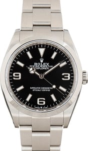 Pre-owned Rolex Explorer Black Dial 124270 Stainless Steel