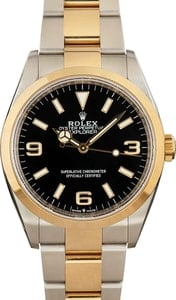 Rolex Explorer Black Arabic Dial, Oyster Bracelet 36MM Steel & 18k Gold, B&P (2023)