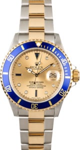 Used Rolex Submariner 16613 Serti Dial Two Tone Oyster