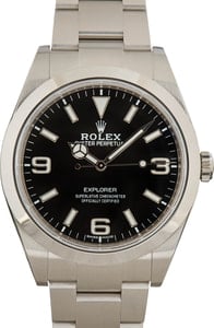 Rolex Explorer 39MM Stainless Steel, Oyster Band Black Arabic Dial, B&P (2020)