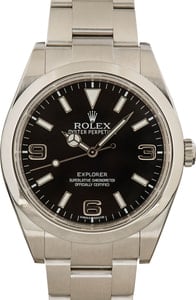 Rolex Explorer 39MM Stainless Steel, Oyster Band Chromalight Arabic Dial, B&P (2015)