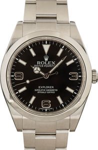 Rolex Explorer 39MM Stainless Steel, Oyster Band Chromalight Arabic Dial, B&P (2015)