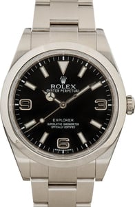 Rolex Explorer 39MM Stainless Steel, Oyster Band MK I Black Arabic Dial, Smooth Bezel