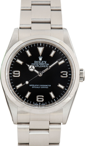 Pre-Owned Stainless Steel Rolex Explorer Ref 14270 Black Dial