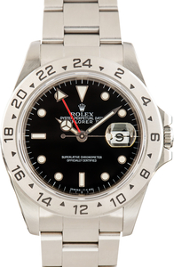 Used Stainless Steel Rolex Explorer II Black Dial Ref 16570
